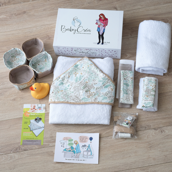 La Box de Gabin - kit couture naissance avec cape de bain et paniers de rangement